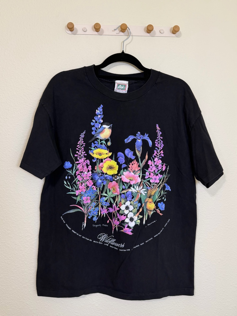 Vintage 90s Valerie Pfeiffer Wildflowers T Shirt Adult L Cook Design Studio Alas